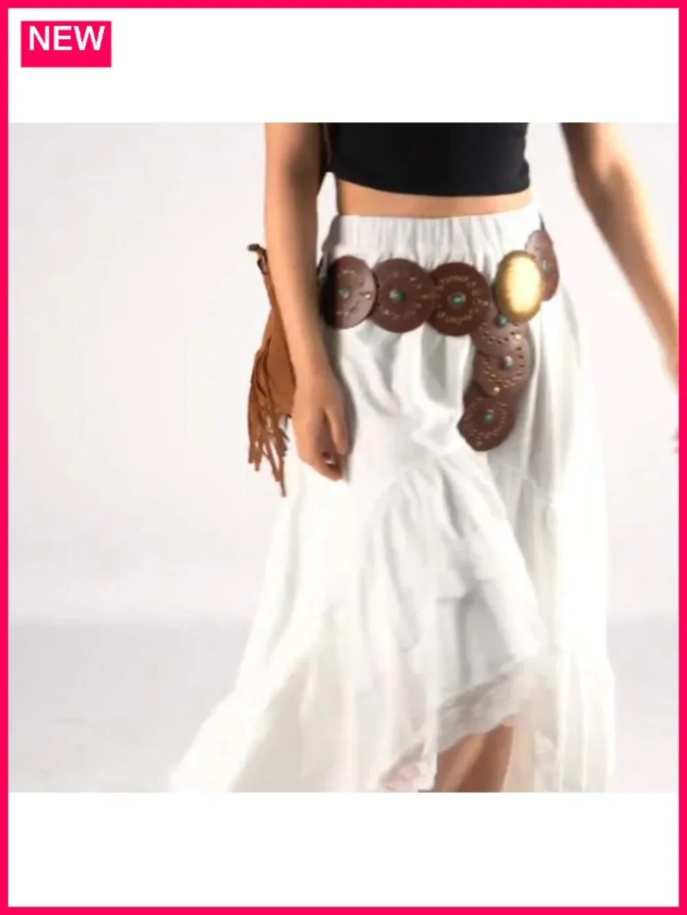 Wide PU Leather Western Concho Belt Cowgirl Cowboy Boho Waist Belt for Dress